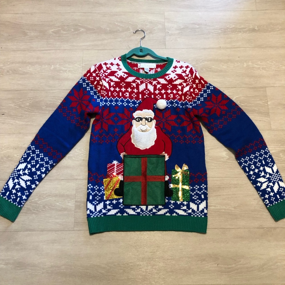 Holiday Santa Sweater - Red, Blue, Green